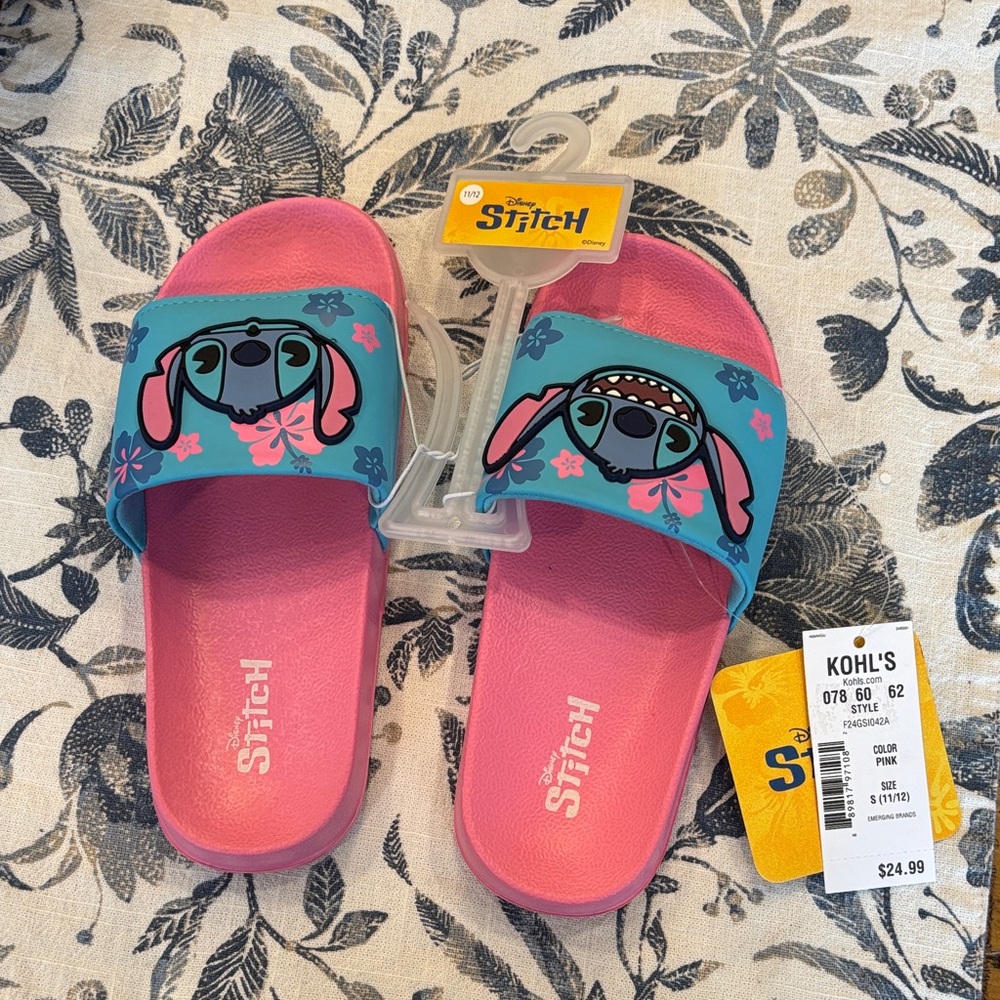 Disney Stitch Pink and Teal Slide Sandals